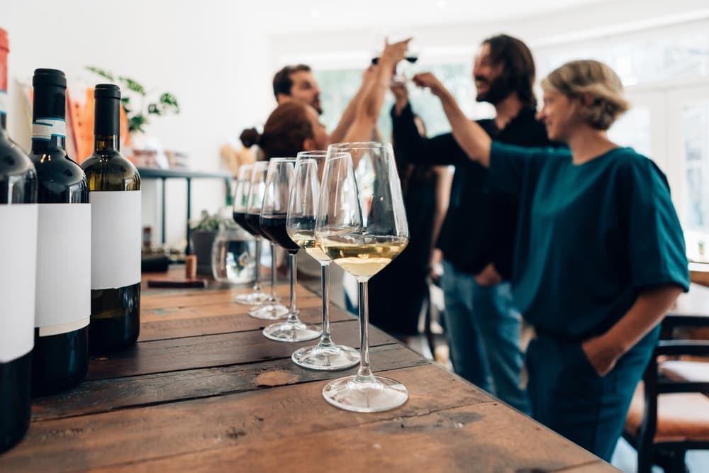 People in a tasting room at downtown McMinnville wineries