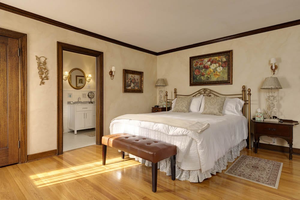 After wine tasting in downtown McMinnville, enjoy a relaxing stay in this guest room at our top-rated McMinnville Bed and Breakfast